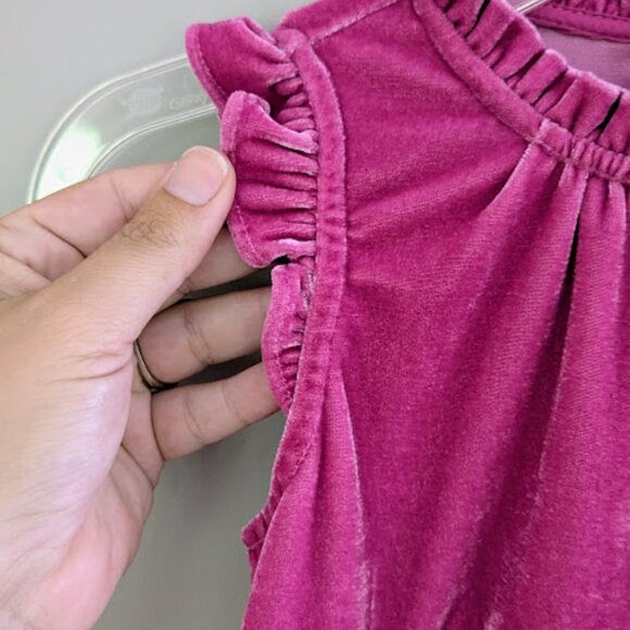 Crewcuts J. Crew Girls Velvet Tiered Ruffle Dress Pink Size 3 - Picture 3 of 5